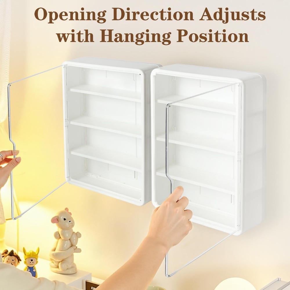 4-Tiers Clear Display Case for Figures, Wall-Mounted Display Box with Adjusta...