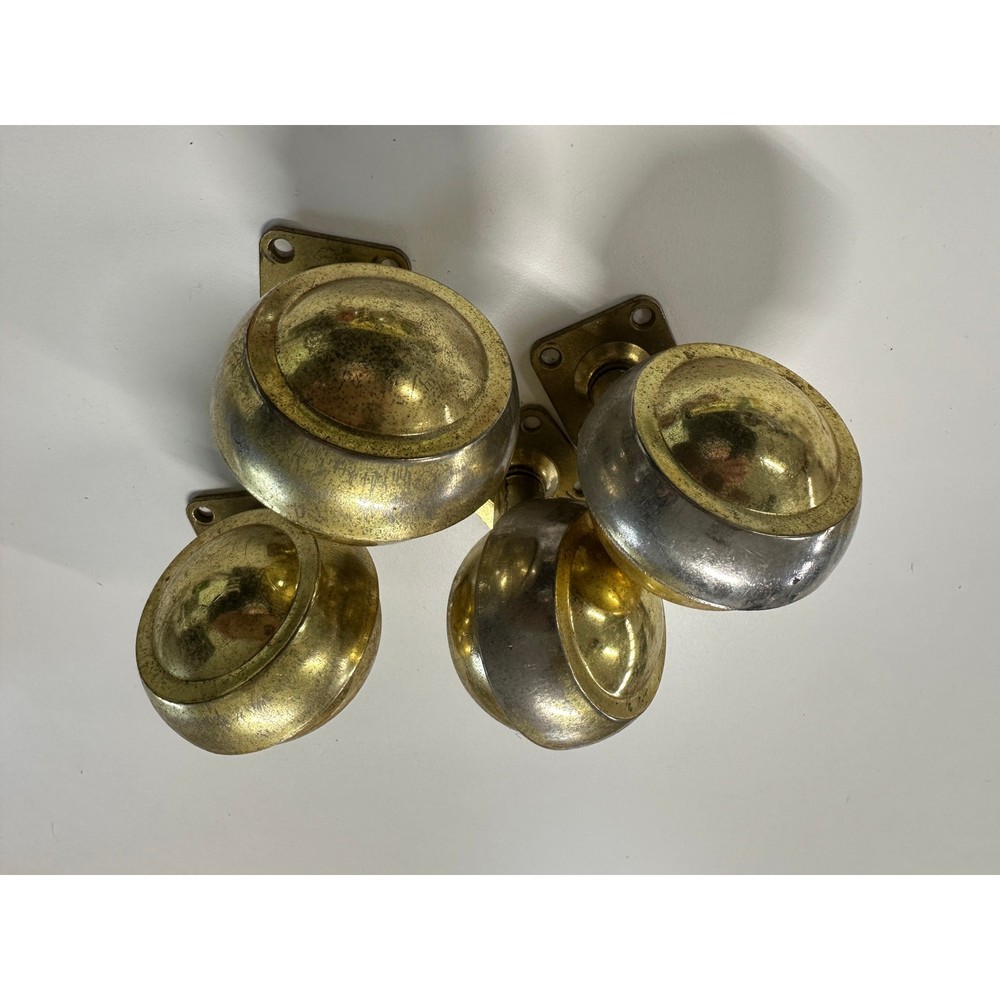 Vintage 4 Brass Wheel Sphere Caster Set 2" Wheel Diameter