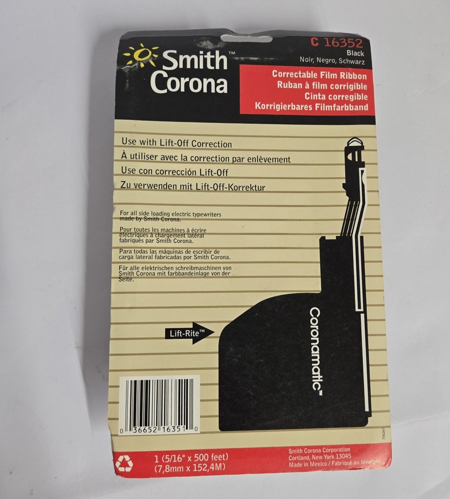 2 NOS Smith Corona C 16352 Correctable Typewriter Ribbon Side Load Black