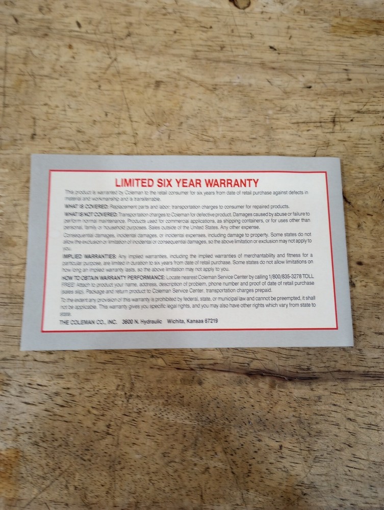 Coleman Cooler Pamphlet Vintage