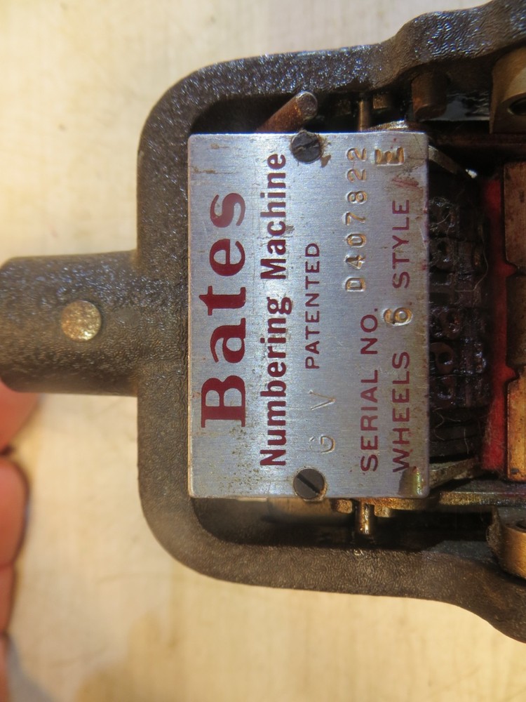 Vintage Bates Multiple Movement Numbering Machine Stamp 6 Wheels Style E