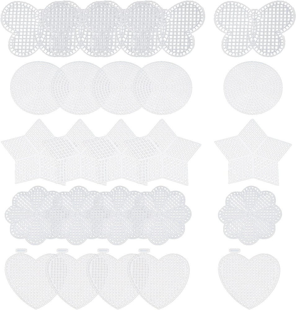 Mesh Plastic Canvas Kits 25 Pieces 5 Shapes Blank Mesh Canvas Plastic Sheets ...