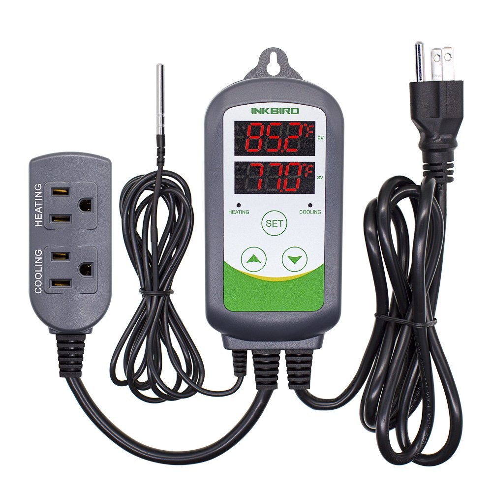 ITC-308 Digital Temperature Controller 2-Stage Outlet Thermostat Heating and ...