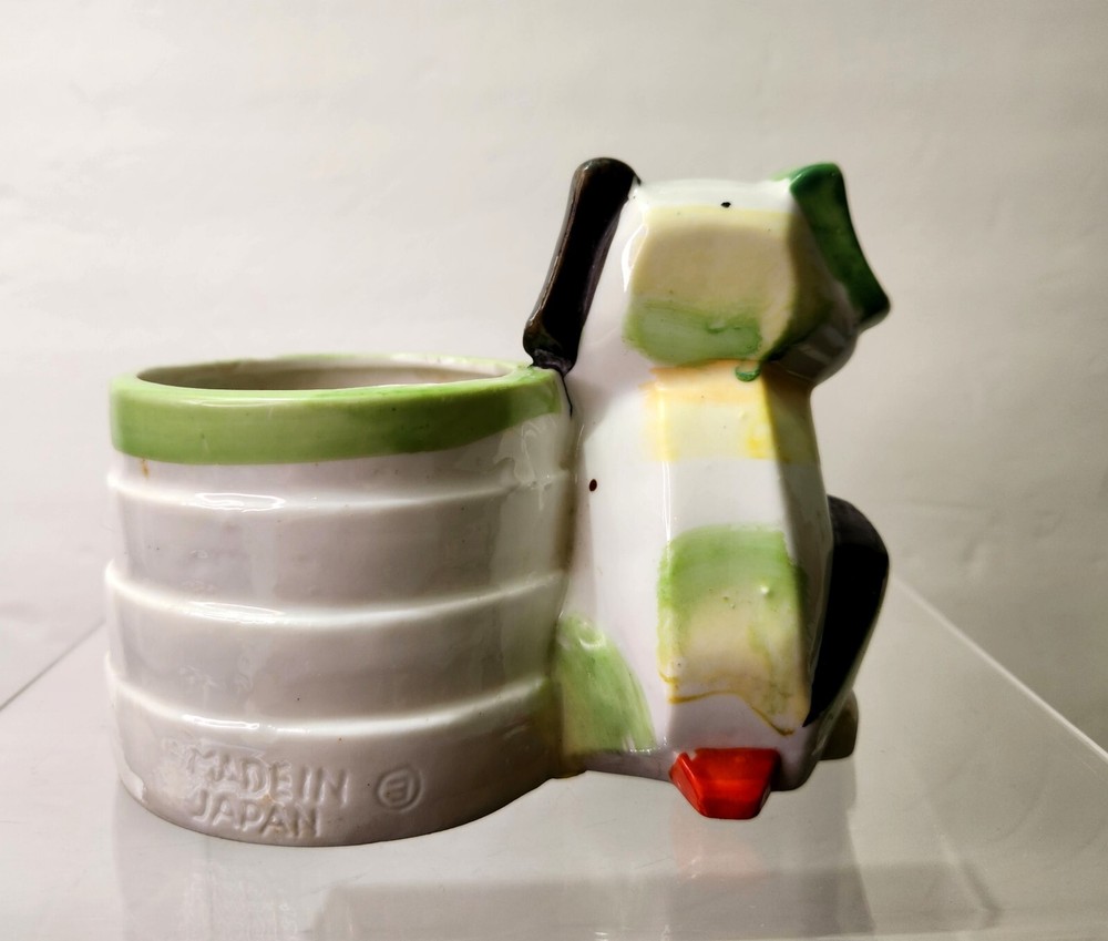 Vintage Art Deco Ceramic Dog Planter 3.5" x 5"