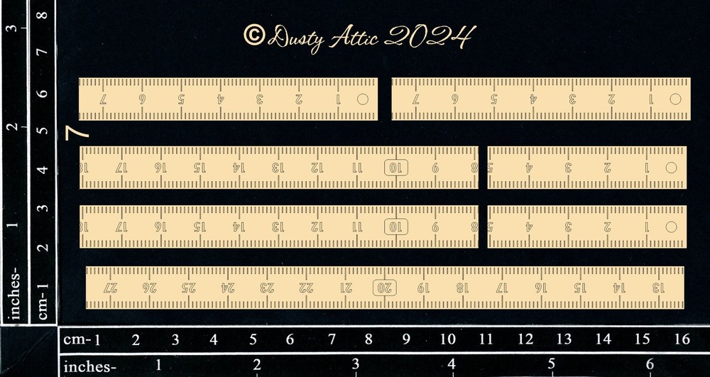 Dusty Attic Chipboard 3x7 - Border Bits #7 - Ruler, DA3799
