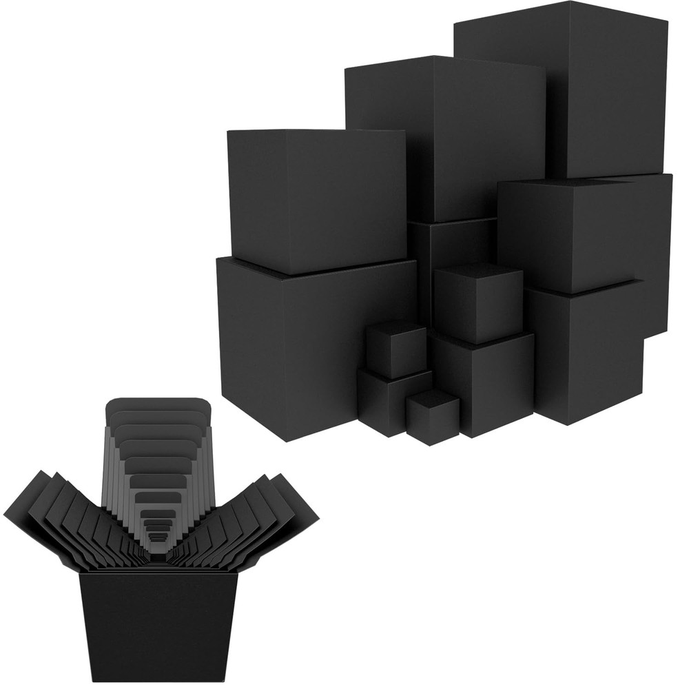Jsuslife Prank Gift Box, 13PCS Stackable Surprise 1 Count (Pack of 13), Black