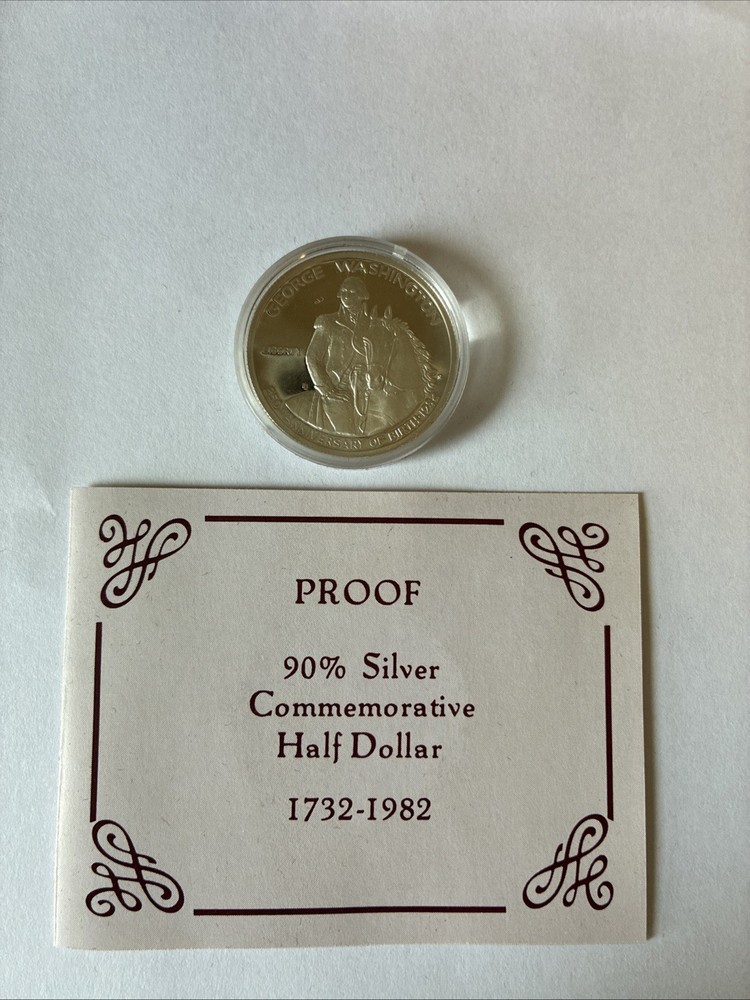 1982 90% Silver Commemorative Half Dollar Proof with Box and COA