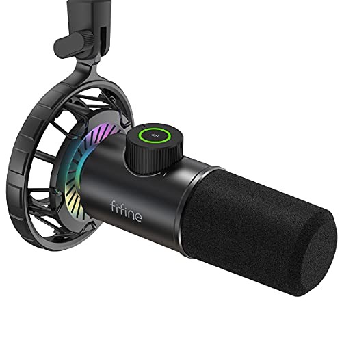 FIFINE USB GAMING MICROPHONE RGB DYNAMIC MIC K658 - BLACK