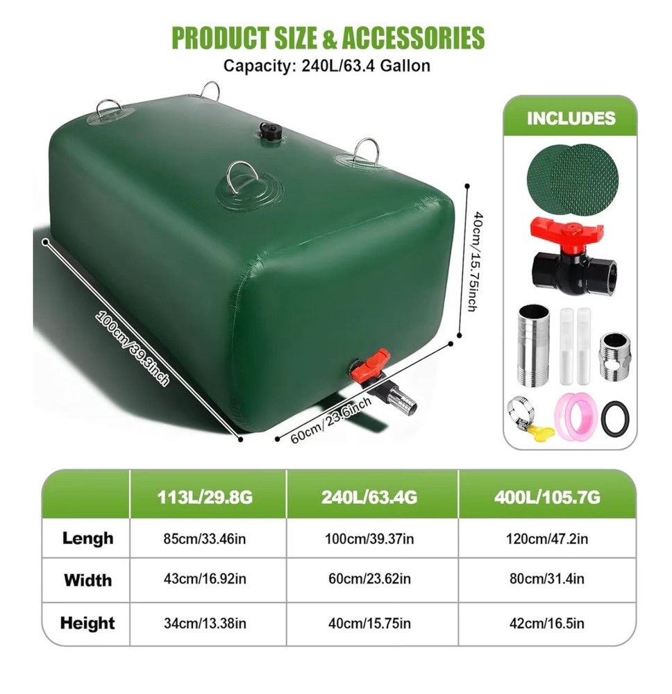 63.4 water storage bladder