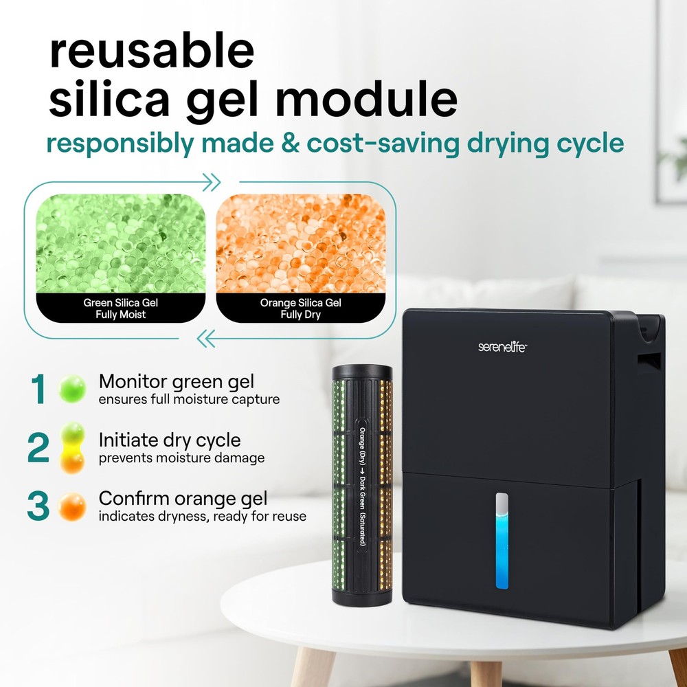 SereneLife 2-in-1 Dehumidifier Smart Humidity Control - Black