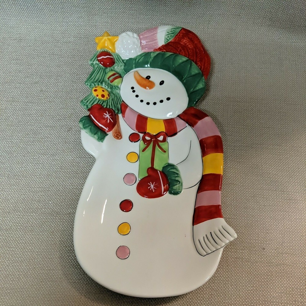 Fitz and Floyd Snowflake & Jake Serving Plate Snowman ##