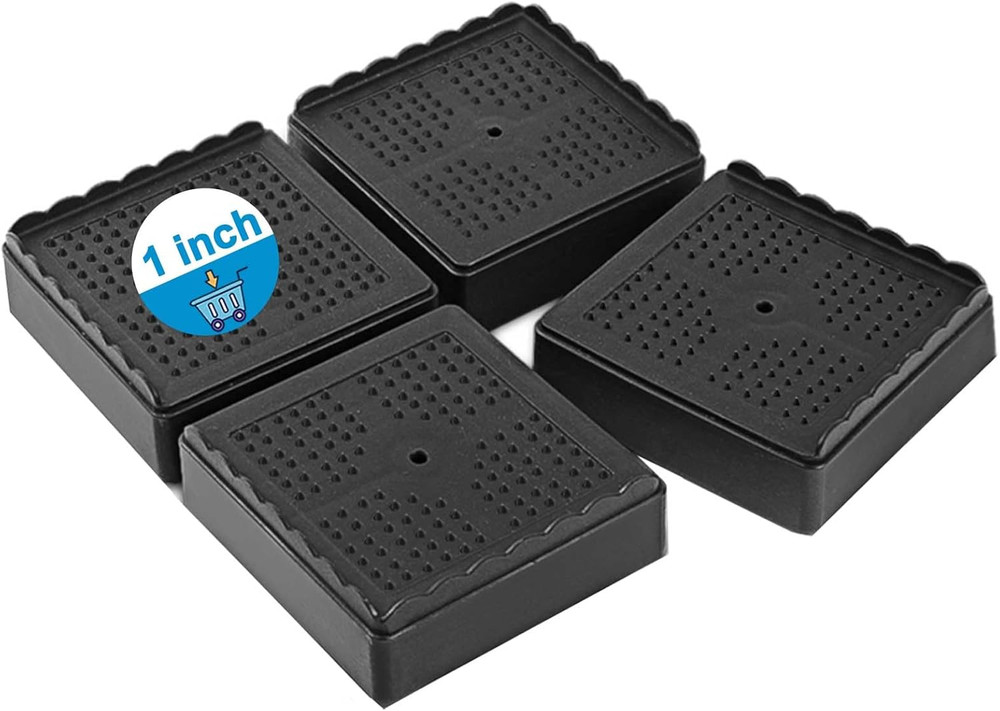 4 Pack Bed Risers 1" 2" 3" 4" Heavy Duty Adjustable Furniture Stackable Black
