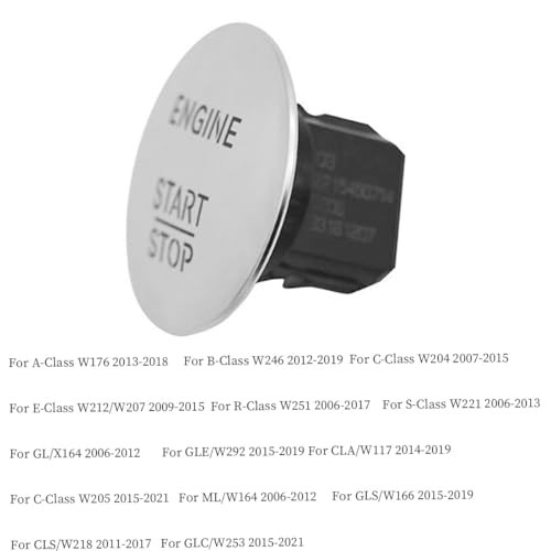 Car Keyless Start Stop Push Button Engine Ignition Switch Cover Silver