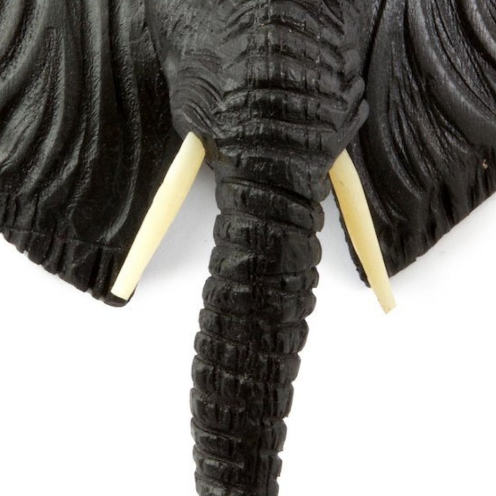 Small Elephant Face Wood Hanging