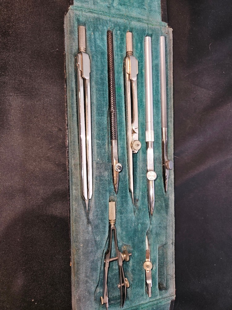 Antique Drafting Set - Original Case - 7 Pieces