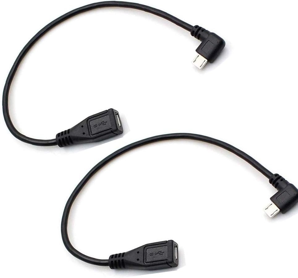 Micro USB Left Angle,Micro Extension Cable, 90 Degree Micro-B Male Black
