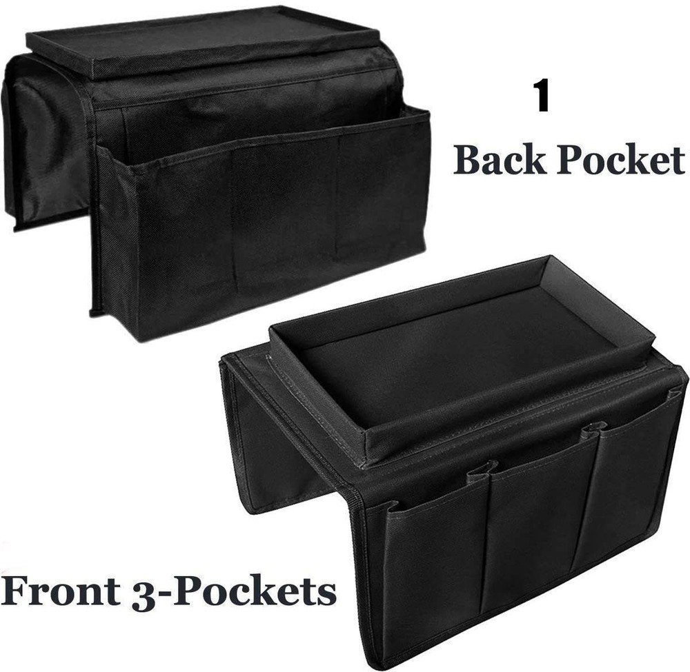 6 Pockets TV Remote Control Organizer, Home Sofa Console Folding Table Black