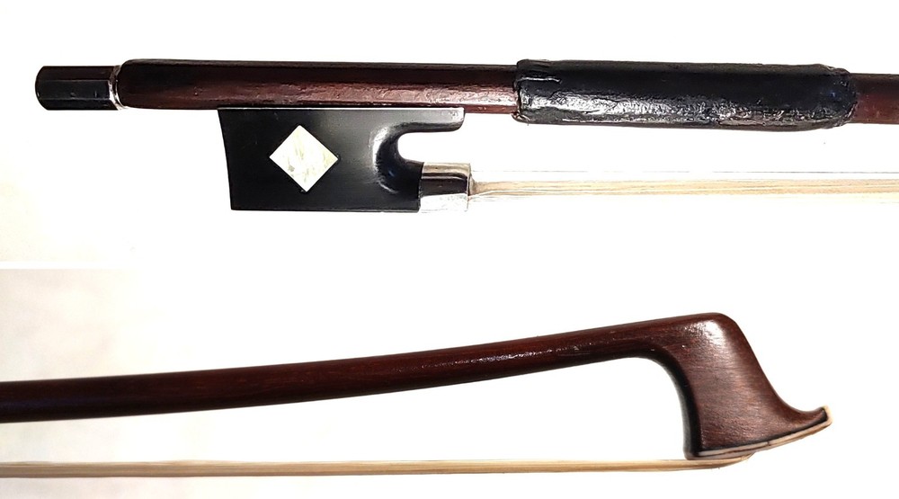 LUPOT 29 Inch Violin Bow, Full Leather, Diamond Pearl Frog & Silver Button