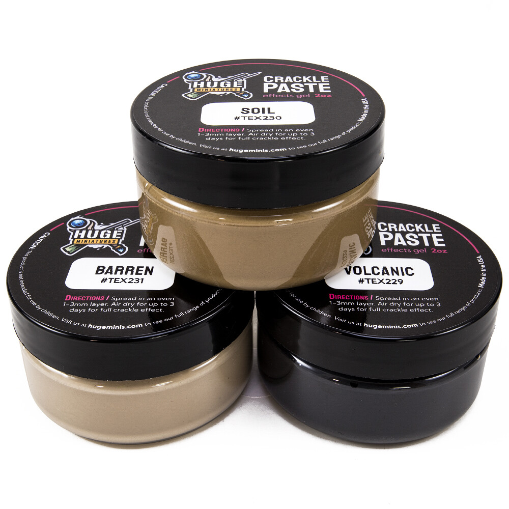 Huge Miniatures Crackle Paste Bundle, 2oz Model Basing Gel Paint – 3 Jars