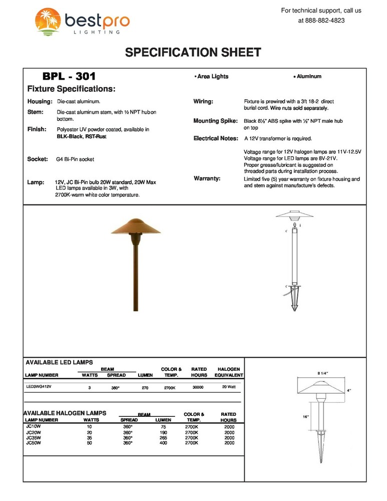 Best Pro Lighting Low Voltage LED Lighting Mushroom Path Light Rust Finish 2 Pcs