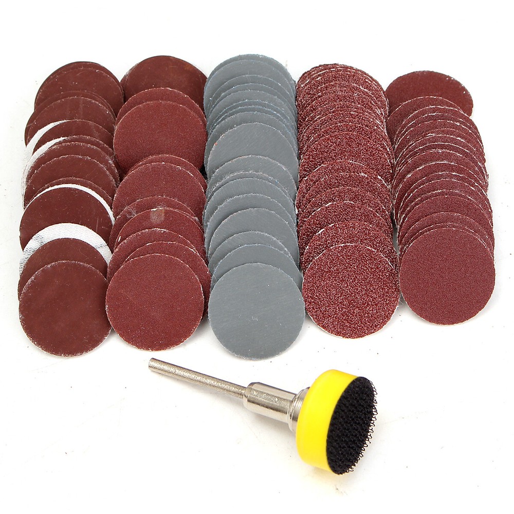 1'100pcs SANDING DISC Sand Paper Hook Loop Sander + Backer Pad+M6 Drill Adapter