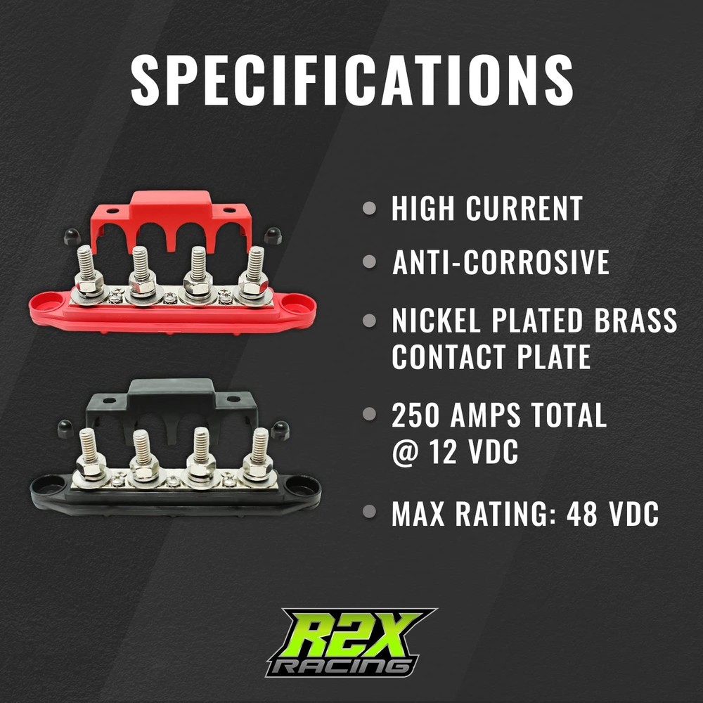 5/16" Power Distribution Block Set - Red & Black Connectors