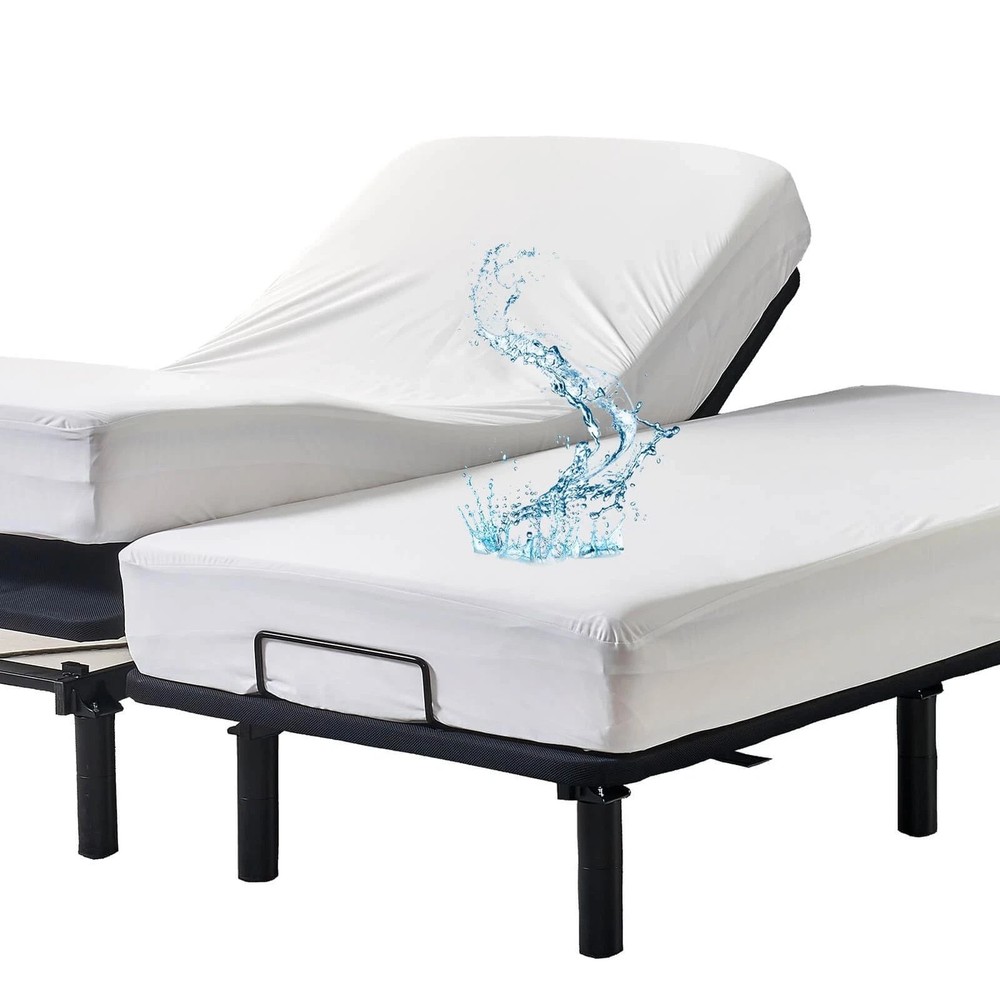 Waterproof Split King Mattress Protector for 2x(39x80), White