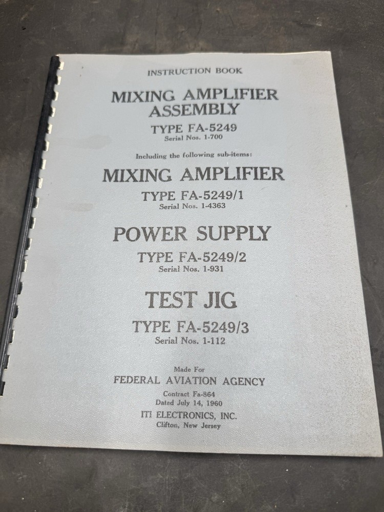 Federal Aviation Mixing Amplifier Assembly Manual