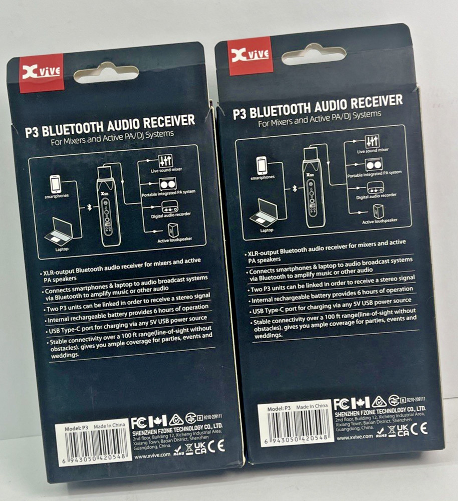Xvive P3 Bluetooth Audio Receiver 2 count Bundle