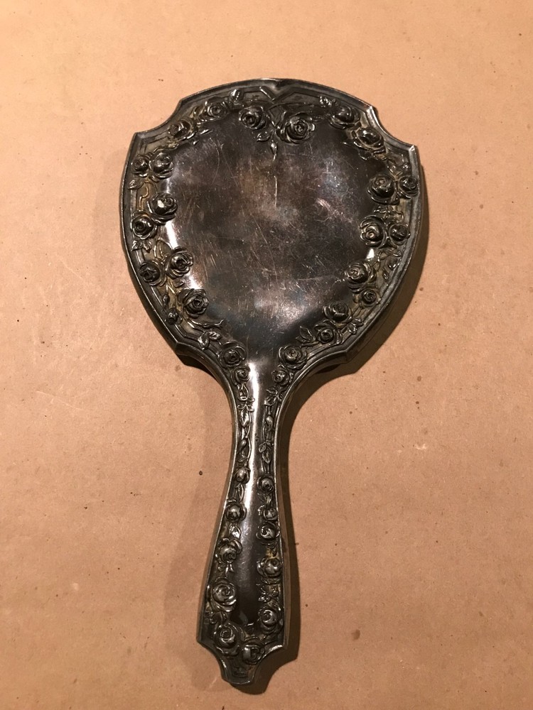 1904 Dated Derby Silver Company Silver Plated Hand Mirror
