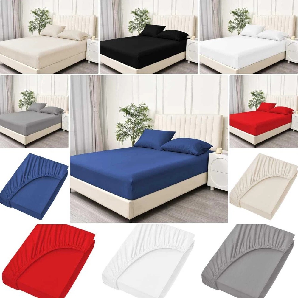 Hotel Quality Fitted Sheet Deep Pocket Breathable Soft Elastic  Mattress Sheets