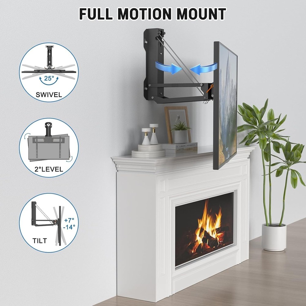 XINYAO TV Mount Pull Down with Remote, Motorized Height Adjustable