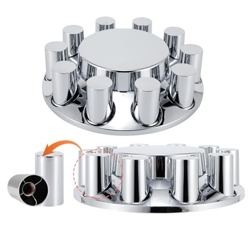 ABS Chrome Plastic Front Axle Cover Kits with 33mm Thread-on 2 Set Flat Top