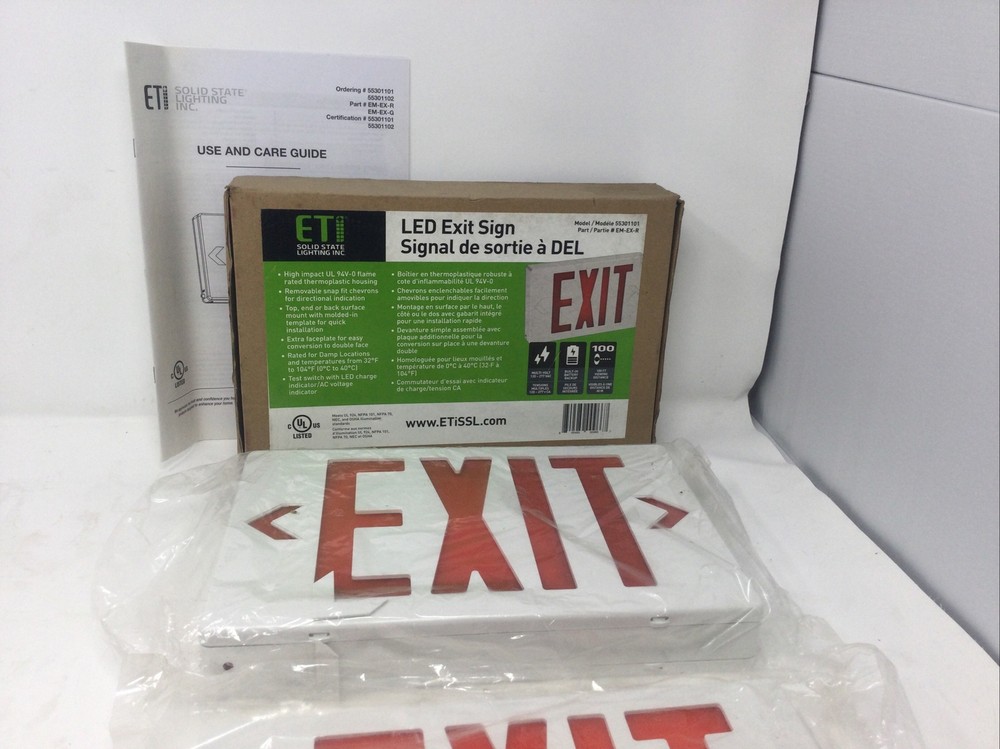 ETI LED Emergency Exit Light Sign Red Model 55301101