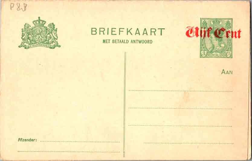 Netherlands Higgins & Gage 88 Unused.