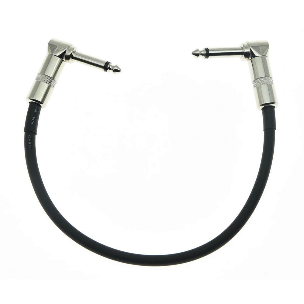 Instrument Patch Cable 1/4" Silver Right-angle Plug Black PVC Jacket Silver