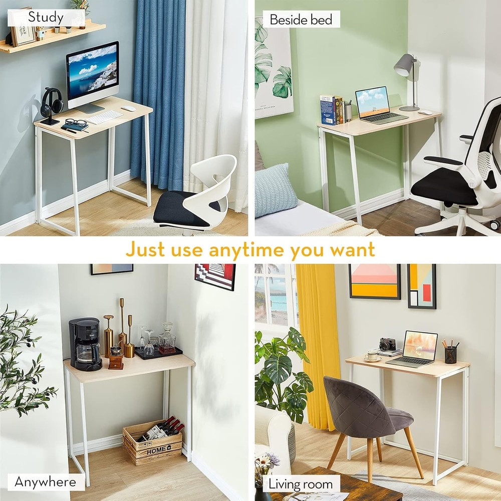 Folding Desk Small Foldable Desk 31.5" Small Spaces Space Saving Computer Table