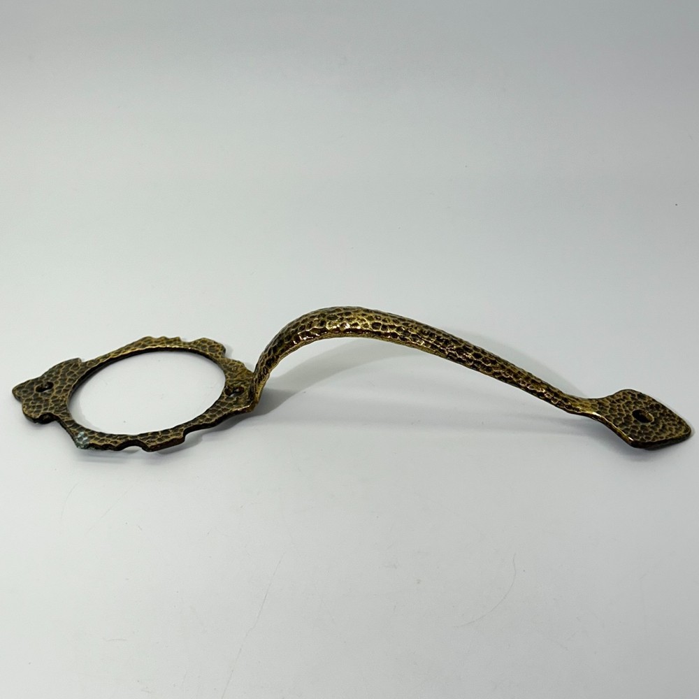 Vintage Brass Hammered Door Handle Textured Pull Hardware Deadbolt Hole