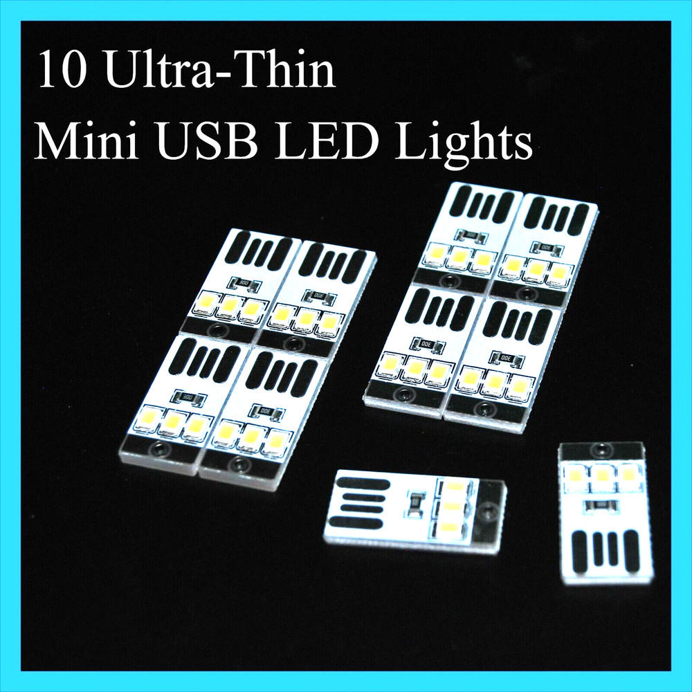 10 Ultra-Thin USB LED Mini Lamp Modules - for Emergencies, Night Light, Projects