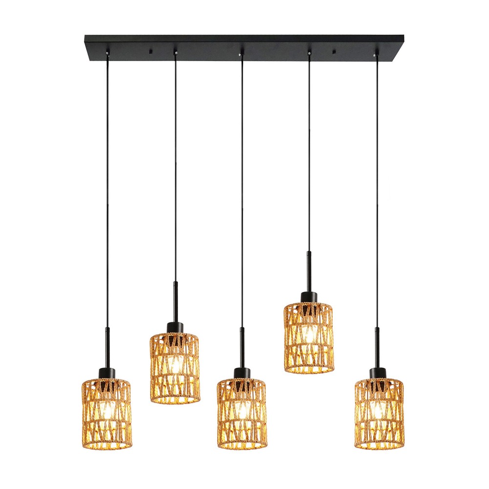 Pendant Light, 5-Light Pendant Lamp, Height Adjustable Hanging Ceiling Light