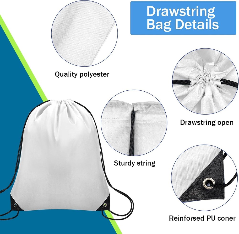 Drawstring Bags Bulk, Backpack Polyester String Bag Cinch White