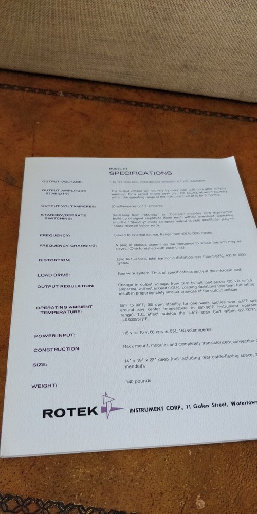 1950's Rotek ~ Gyro Supply / Microsyn Supply ~ Brochure Specs document