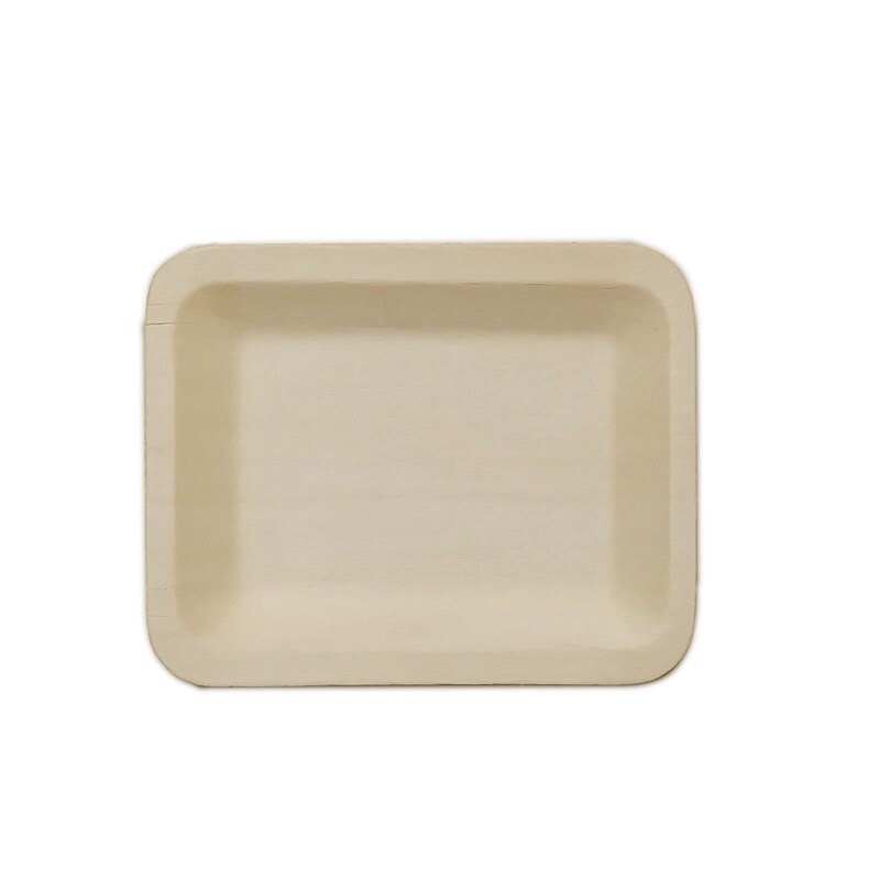 Natural Sustainable Bamboo 5" x 4" Mini Rectangular Plates Disposable Tableware