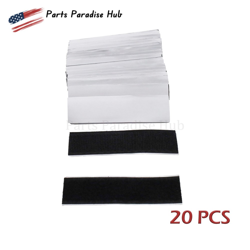 20 Sets Sticky Back Fastener 1x4” Black Heavy Duty Hook & Loop Adhesive Strips