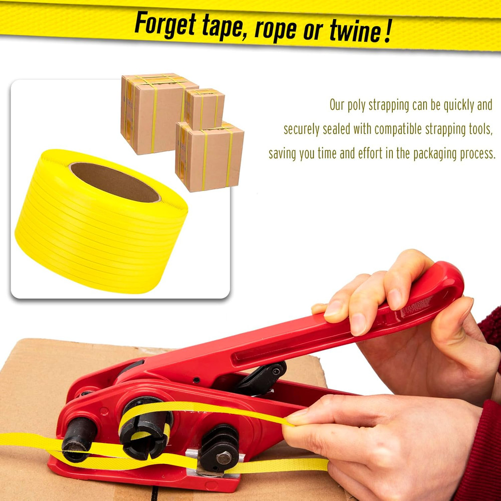 Poly Strapping, Packaging Banding Strap, Pallet Strapping Roll 3280' Yellow