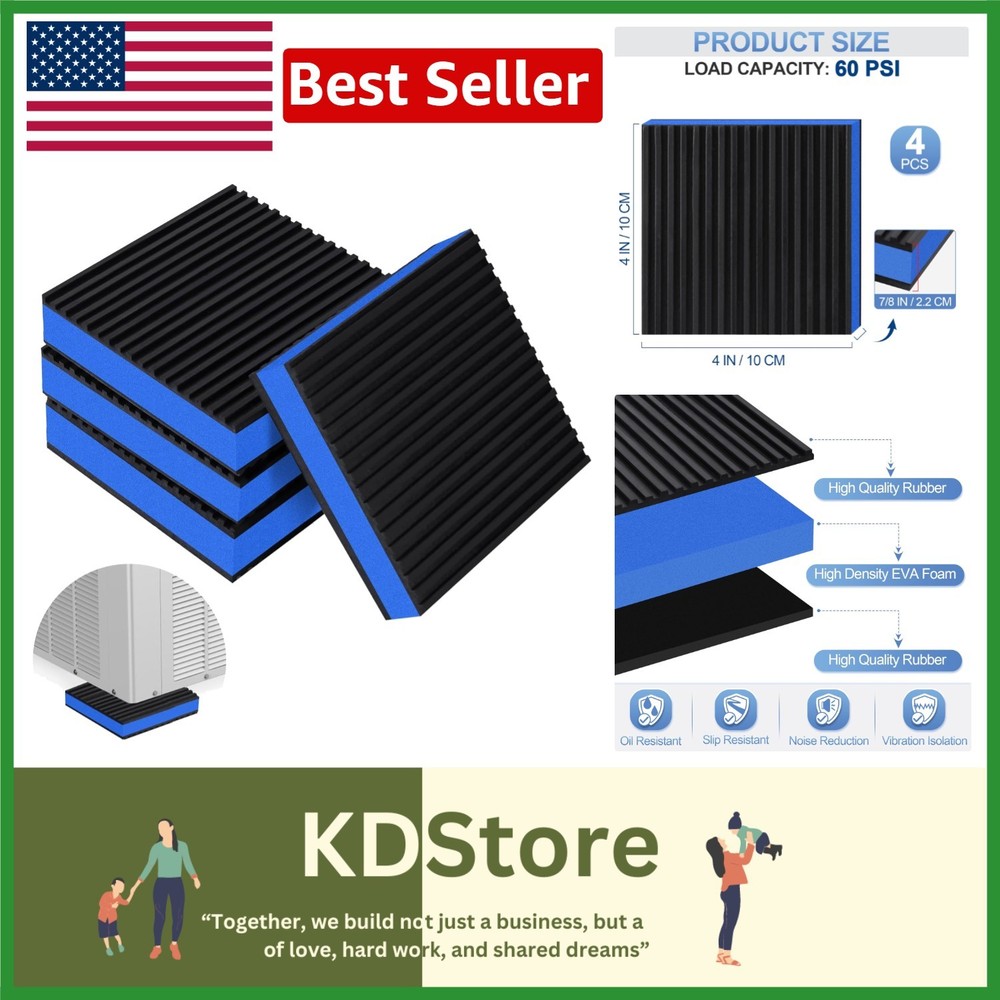 Heavy Duty Rubber Vibration Damping Pads (4-Pack)