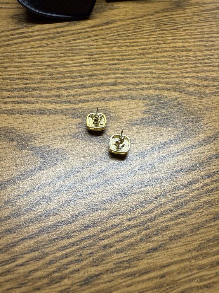 Men’s Square Gold And Diamond Earrings