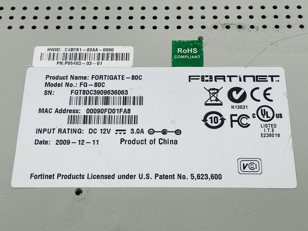 Fortinet FortiGate FortiWiFi 80C Network Security Firewall FG-80C (Units Only)