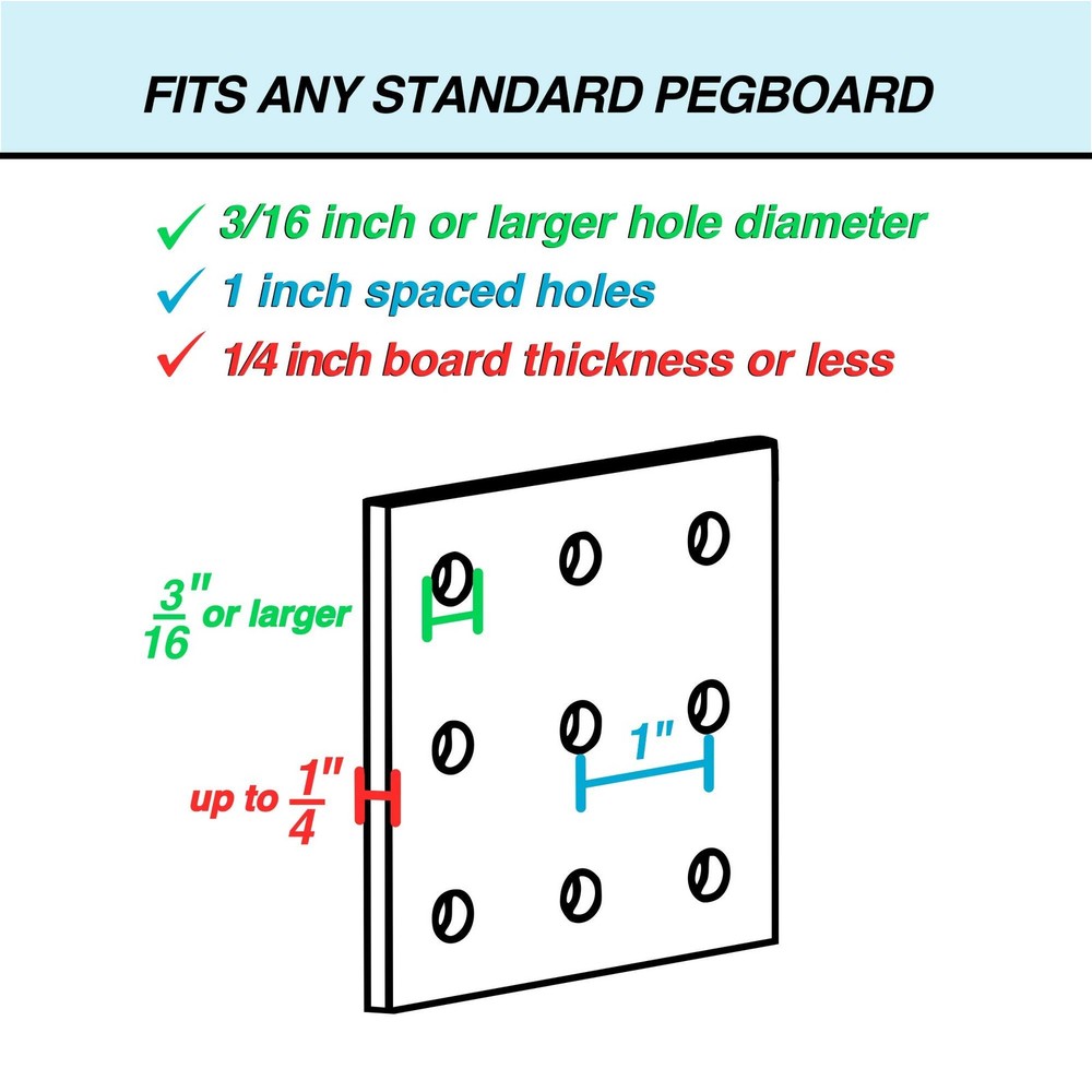 3 PCS Black Pegboard Baskets Square Style Metal Wire Wall Organizer Tools
