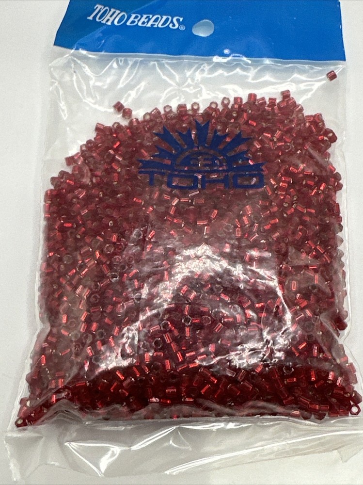 8/0 Hexagon TOHO Glass Seed Beads #25C Silver-Lined Ruby 100g (.1 Kilo)